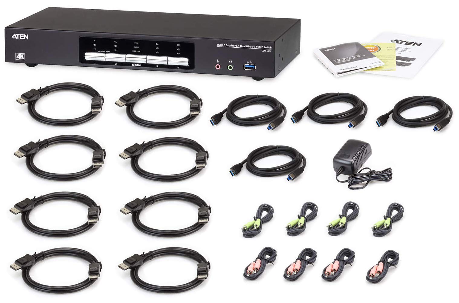 分配器・切替器 ATEN CS19944 4-port USB2.0 Mini 4 x 4 USB 3.2 Gen 1 工業用切換器- US3344I, ATEN 擴充基座